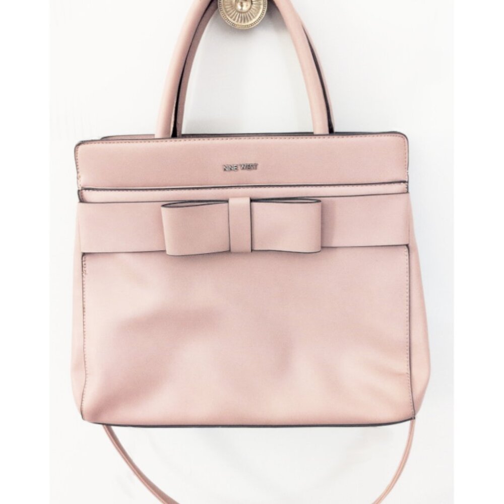 Nine West Pink Purse Shoulder Bag Chain Strap Bow Square Coquette Aesthetic